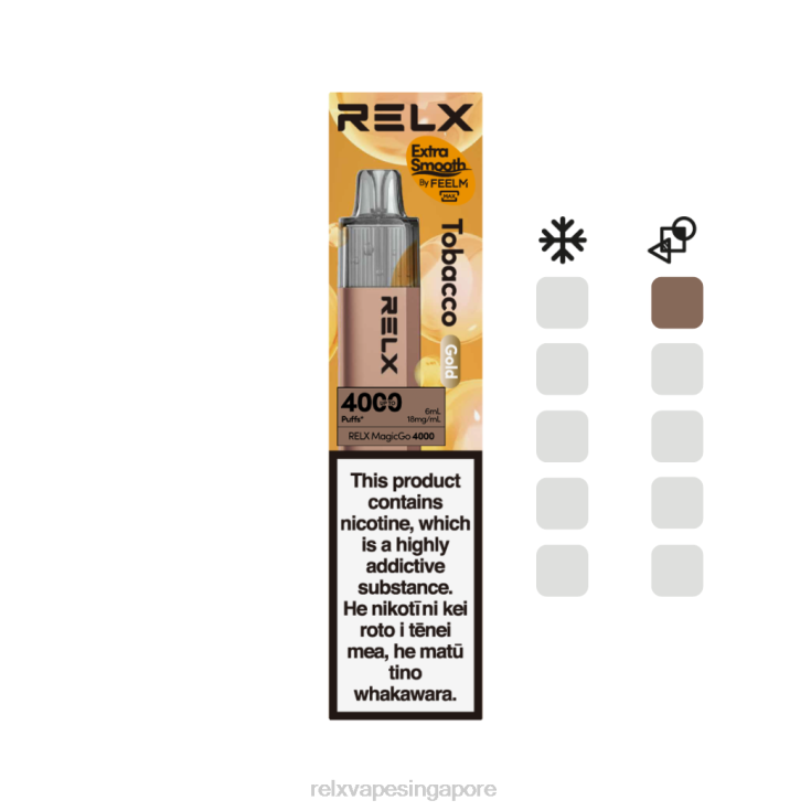 Relx Singapore B6X6D2 RELX MagicGo 4000 Disposable Vape Tobacco (Gold)